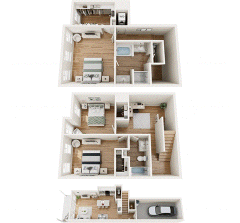 Floor plan for 3 beds, 2.5 baths, 1958 sqft